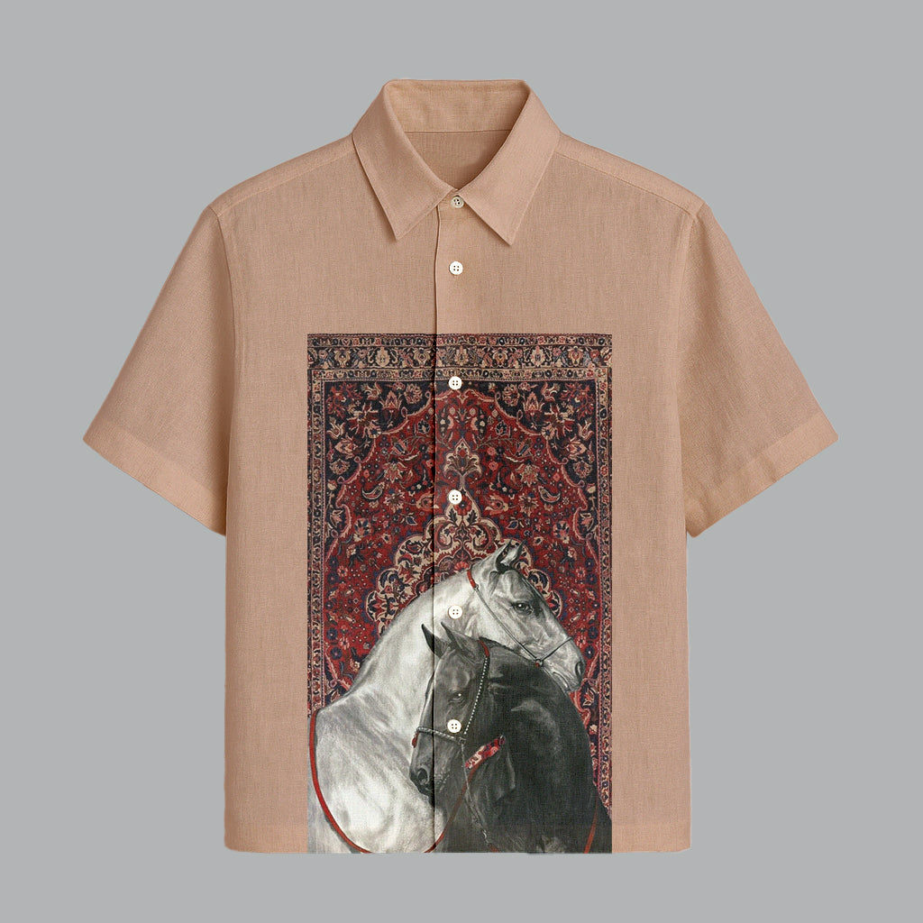 105.jpg Coffee Printed Half Sleeve Shirt for Men Elegant Evening Wear - Image 1