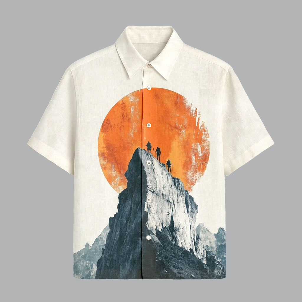 106-1.jpg Off White Printed Half Sleeve Shirt for Men Elegant Party Outfit - Image 1