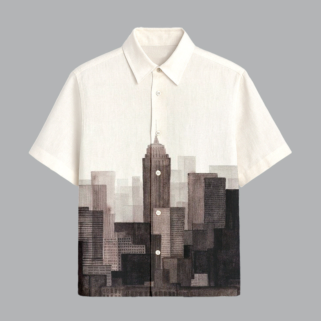 110-1.jpg Beige Printed Half Sleeve Shirt for Men Premium Casual Summer Wear - Image 1