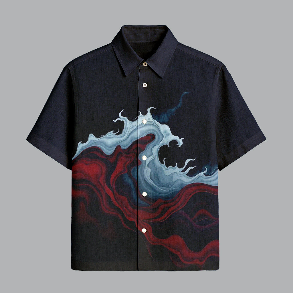 122-1.jpg Black Modern Printed Half Sleeve Shirt for Men Smart Casual Office Wear - Image 1