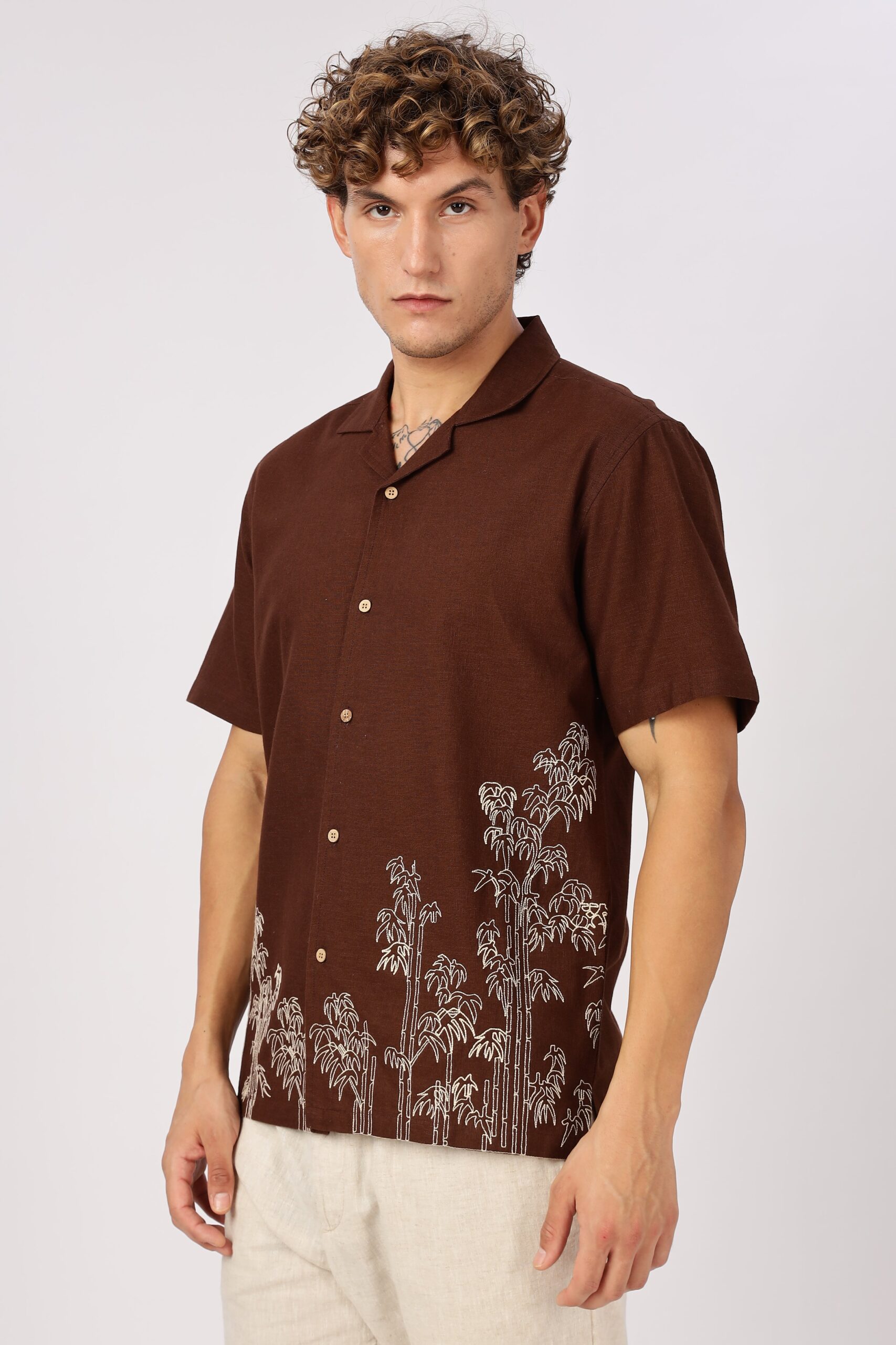 1L9A0068-scaled-1.jpg Cocoa Bamboo Embroidered Tropical Resort Wear Shirt - Image 1
