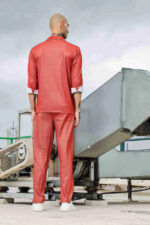 Rust Oversized Textured Fabric Shacket Shirt & All Day Pants Co-ord Set - Image 2