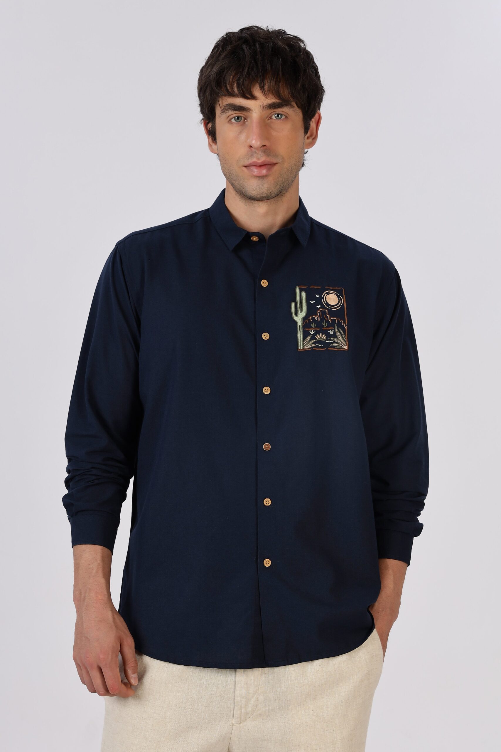 1_53697576-4da6-4f55-b9aa-813737b08739-scaled-1.jpg Midnight Mesa Blue Stripe Artistic Embroidered Shirt - Image 1