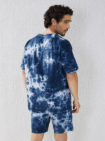 Men’s Oversize Cotton Blue Tie Dye Co-Ord Set - Image 2