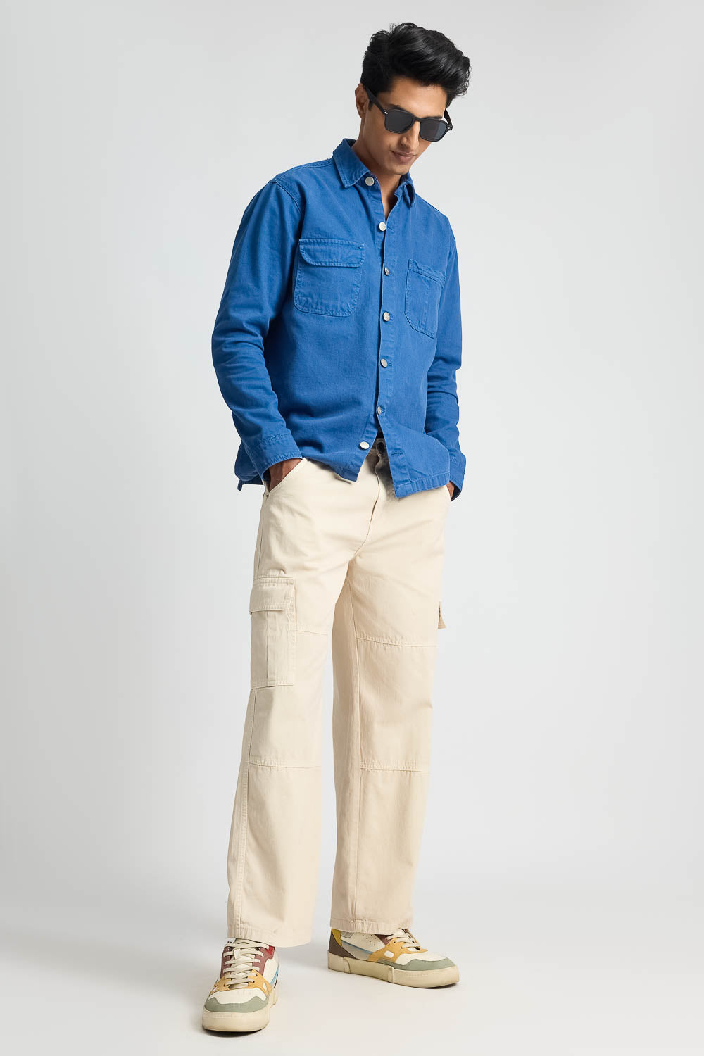 29march_3120-Edit.jpg Light Tan Oversized Cargo Style Baggy Jeans - Image 1