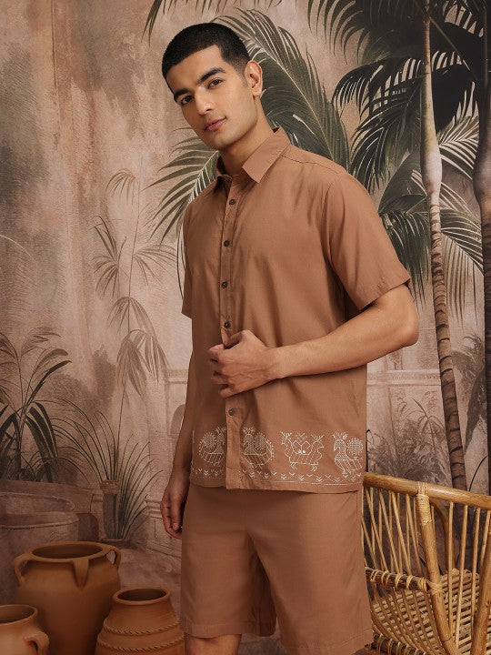4b45b6cd-e592-4793-af7c-51a649ea1bcd1744370292339-Sangria-Men-Co-Ords-411744370291506-1.jpg Pure Cotton Embroidered Hem Co-Ords - Image 1