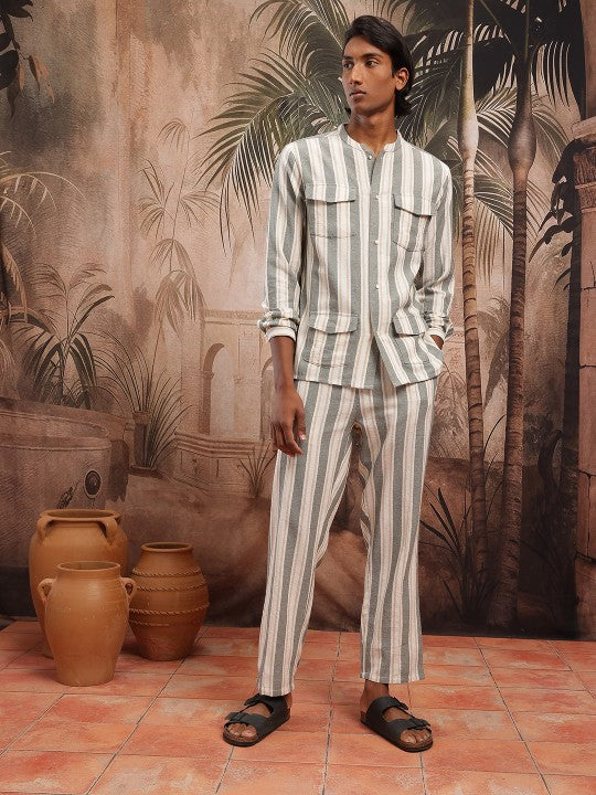 7f79949b-46b1-473b-8bcf-5f1de63cf9161745561315354-Sangria-Men-Variegated-Striped-Pure-Cotton-Co-Ords-712174556-4.jpg Men Variegated Striped Pure Cotton Co-Ords - Image 1