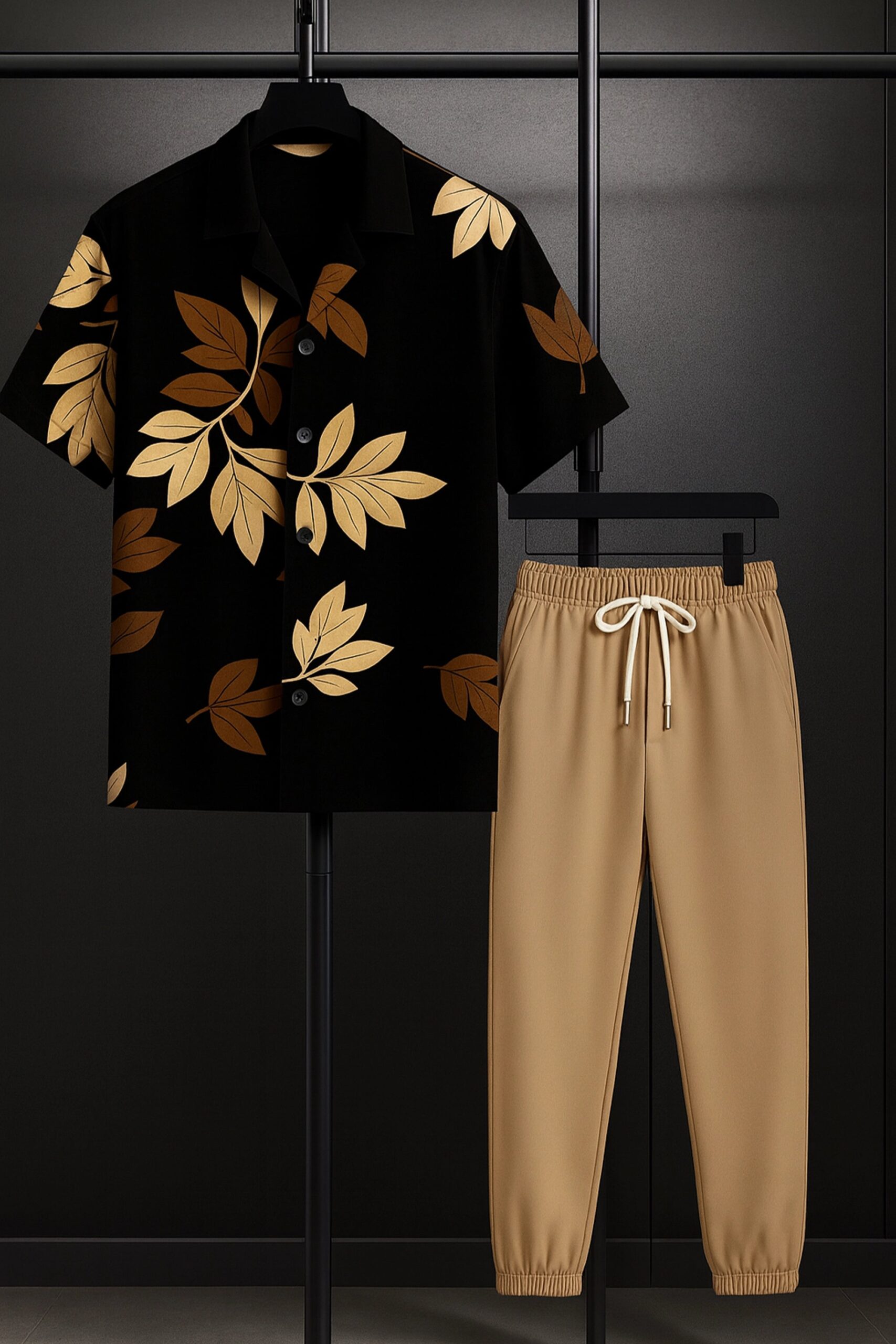 CRDS_BLACK_LEAF_1_68a23f56-953b-4c77-aeb0-bb0baeed55ec-scaled-1.jpg Black Leaf Men’s Casual Half Sleeve Shirt and Trouser Co-ord Set - Image 1