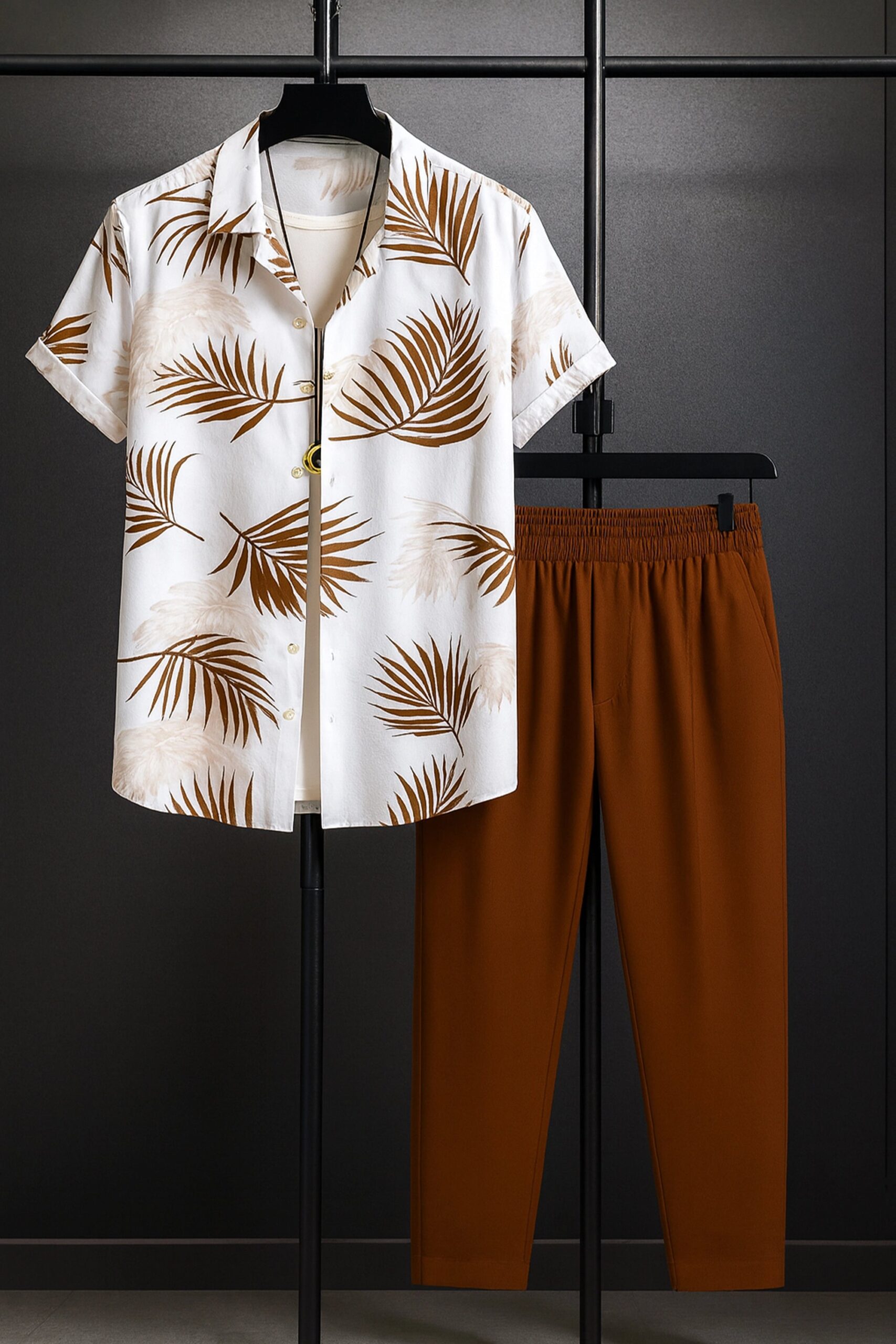 CRDS_WHITE_FLORY_1-scaled-1.jpg White Floral Men’s Casual Half Sleeve Shirt and Trouser Co-ord Set - Image 1