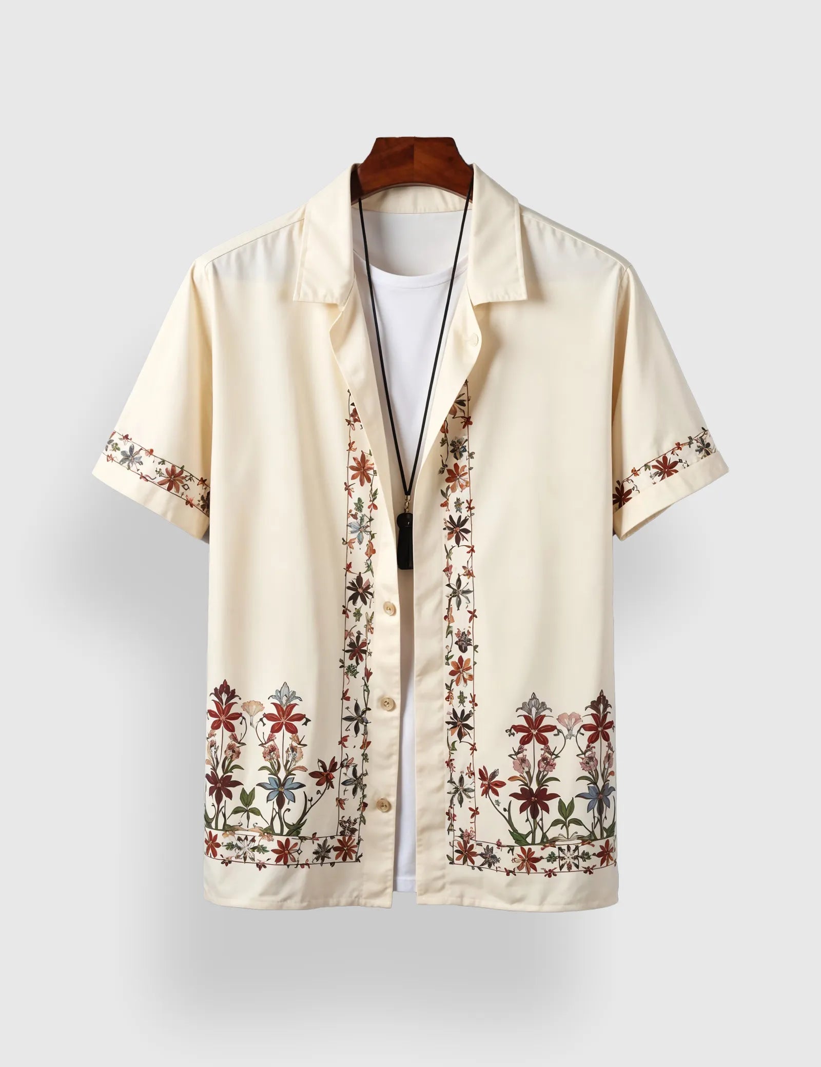 CREAM_ROSE_BRDR_4.jpg Cream Rose Border Men’s Half Sleeves Printed Shirt Exclusive - Image 1