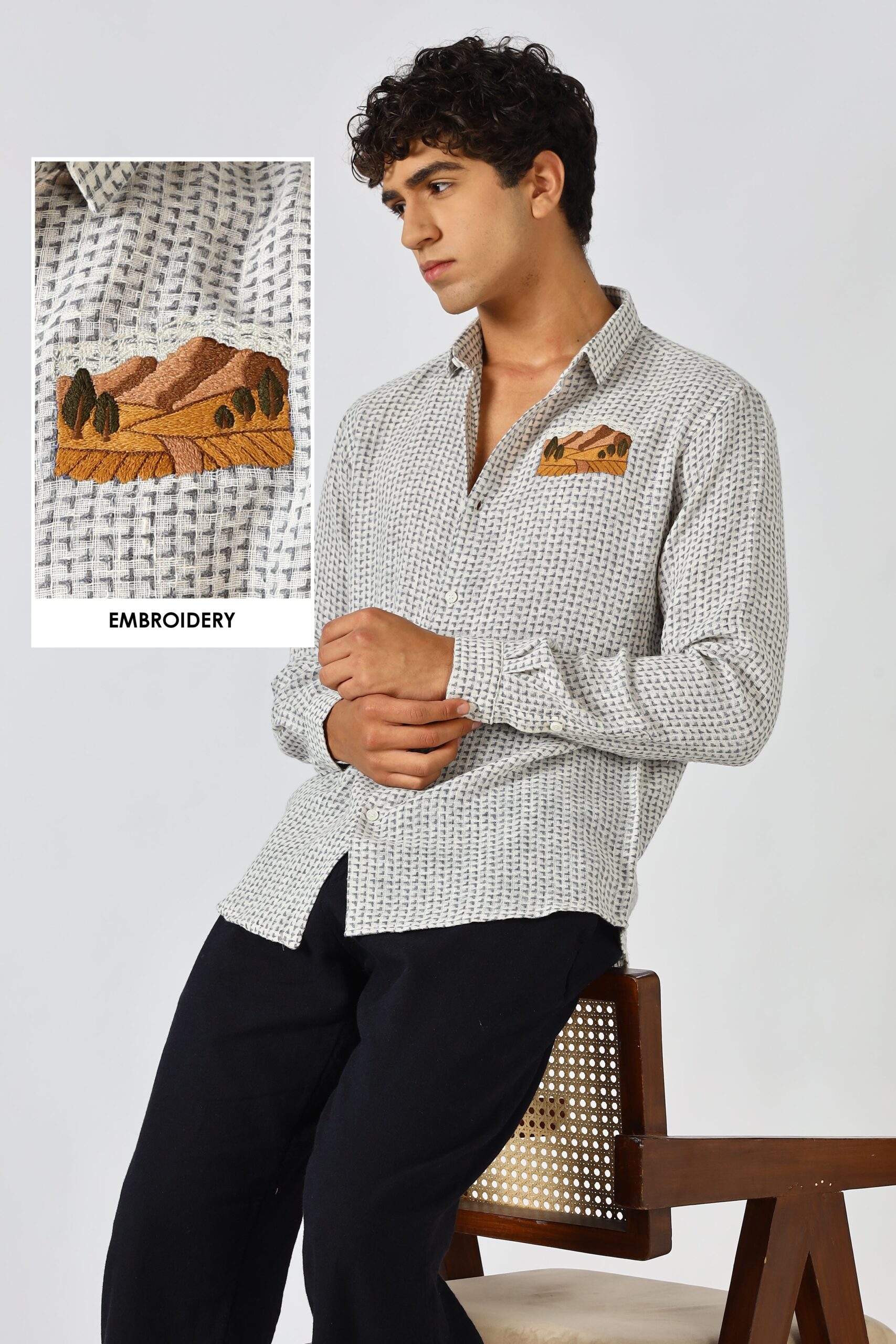 CSP0227-0-scaled-1.jpg Desert Trail Earthy Tone Embroidered Cotton Shirt - Image 1