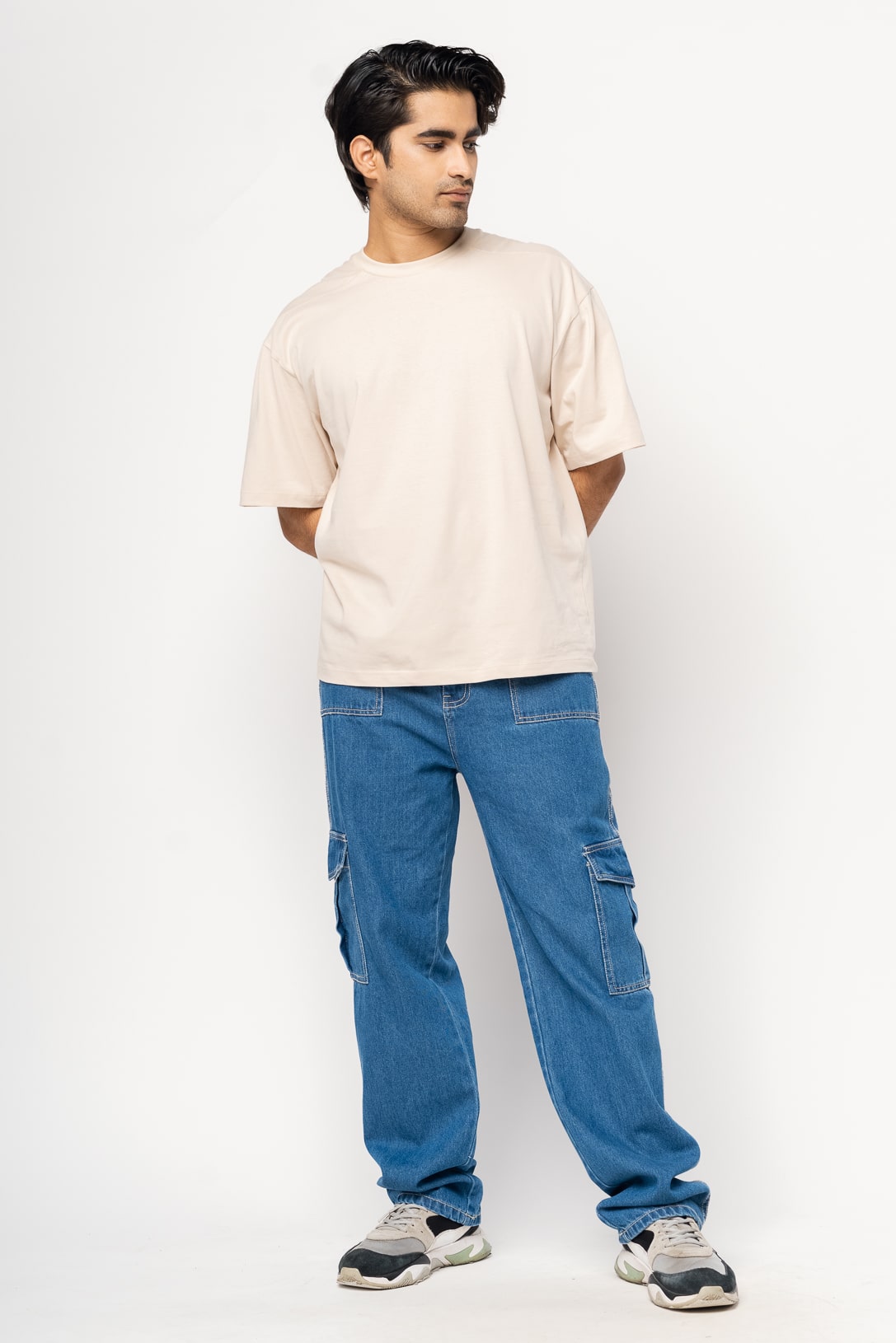 FreakinsMen-03323-min.jpg Deep Blue Oversized Baggy Straight Cargo Jeans - Image 1