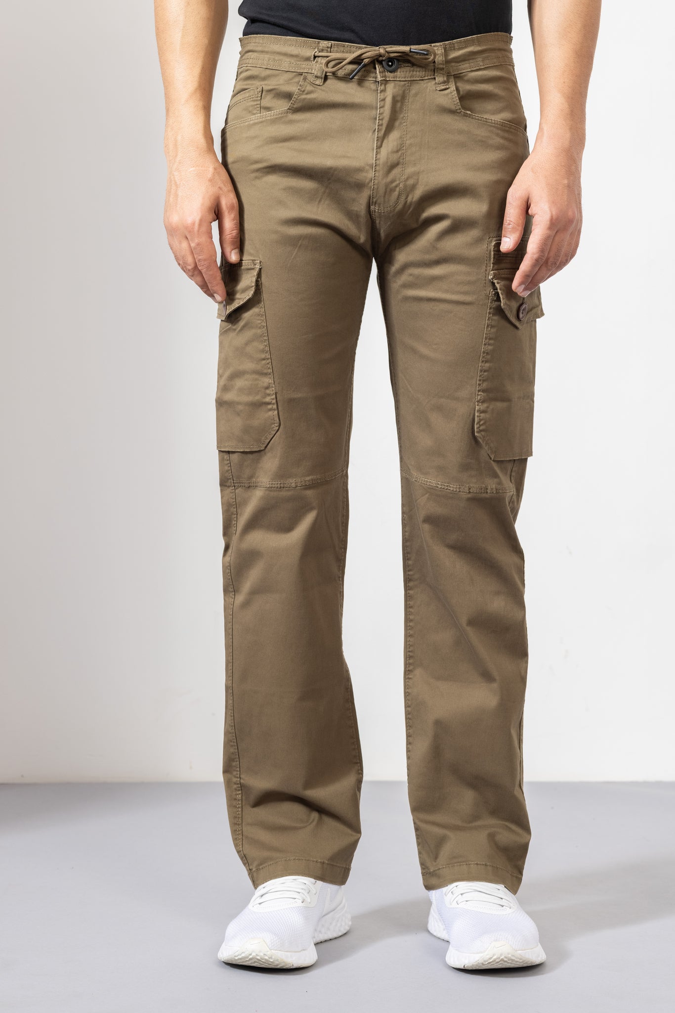 GSCRG6PKTDEC025LCRM.jpg Light Cream Cotton Cargo Pants for Everyday Comfort - Image 1
