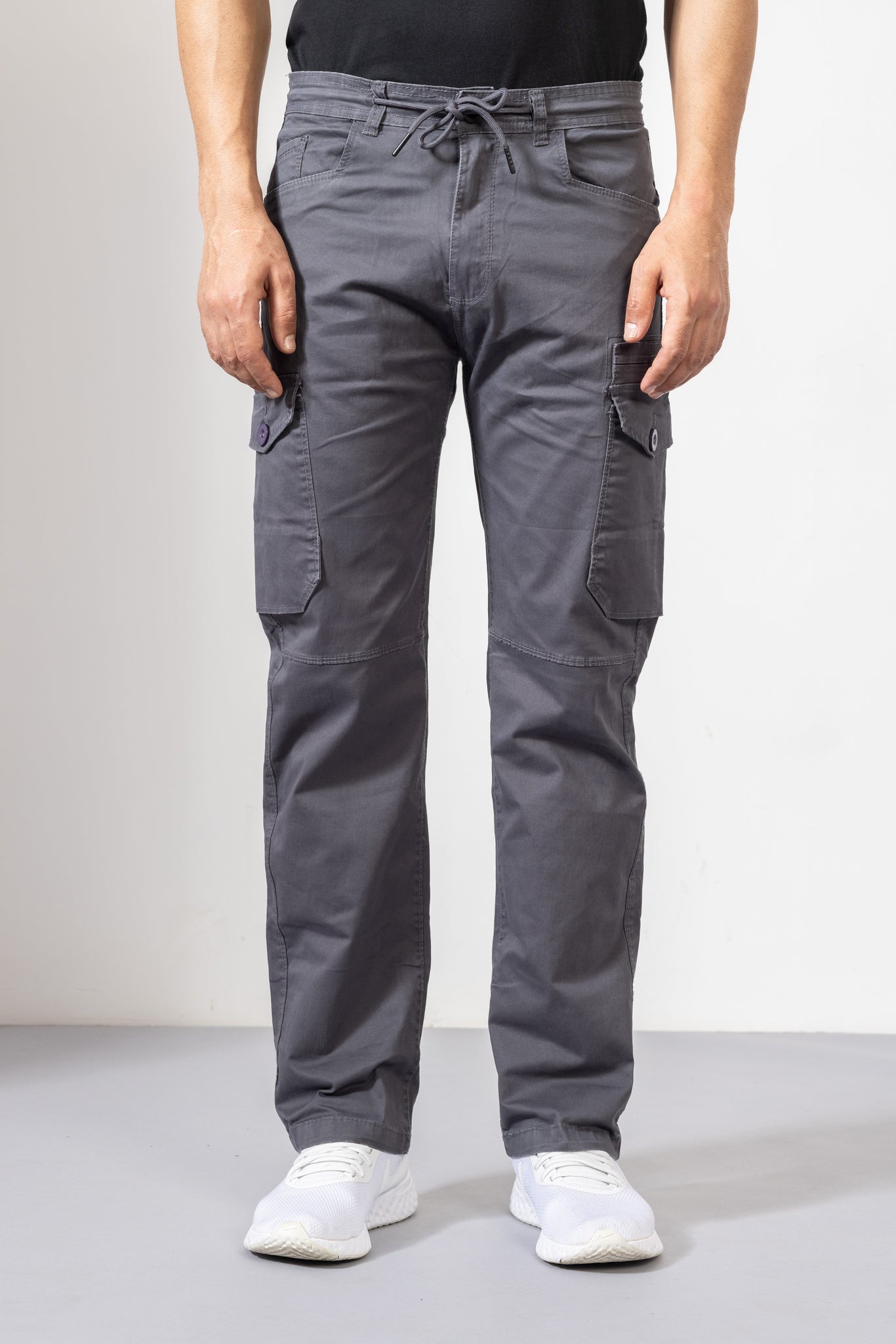 GSCRG8PKTDEC025DGRY.jpg Dark Grey Cotton Cargo Pants for Urban Wear - Image 1