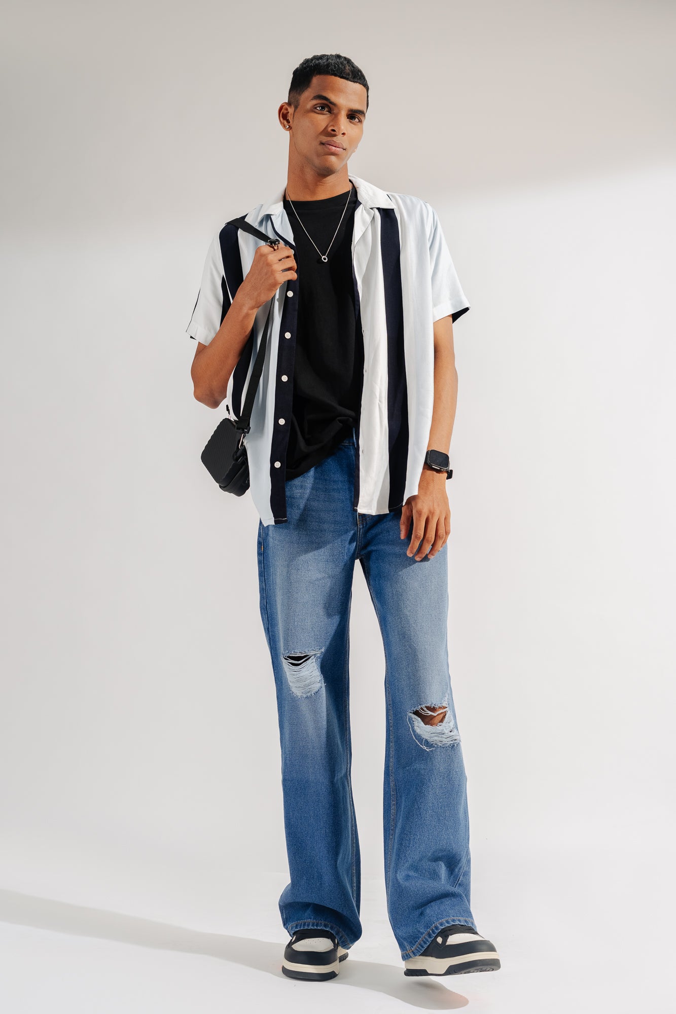 PAL07070-Edit.jpg Rugged Wash Urban Style Distressed Wide-Leg Jeans for Men - Image 1