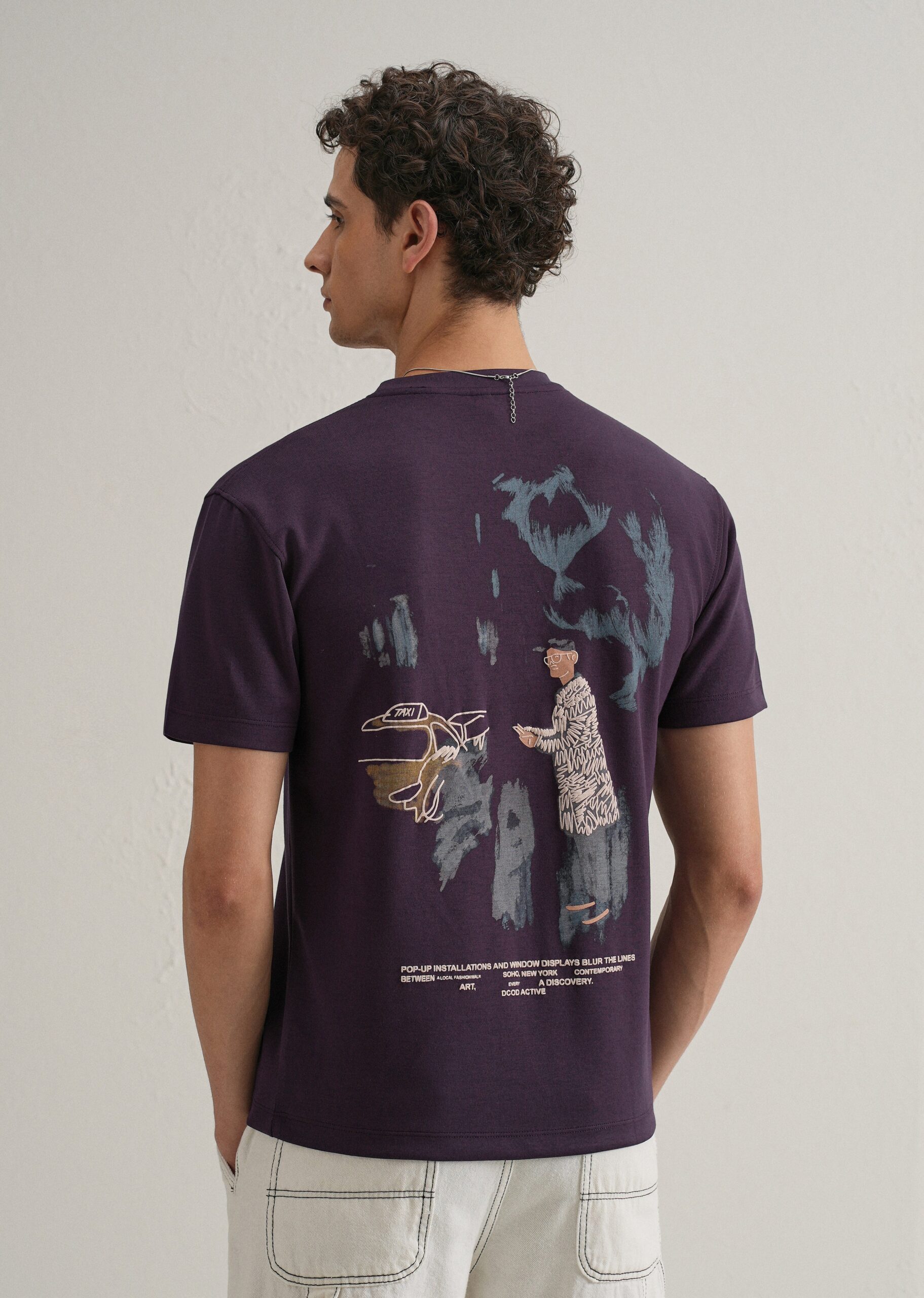 PurpleGraphicPrintedT-shirt_3-scaled-1.jpg Purple Graphic Printed Cotton T Shirt - Image 1