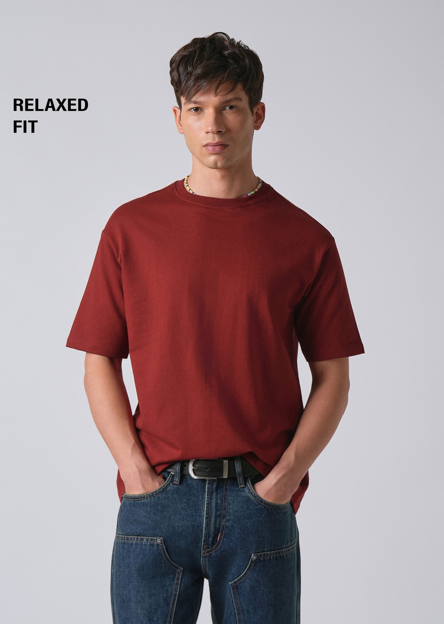 Red_Basic_Relaxed_Fit_T-shirt_5-scaled-1.jpg Red Basic Relaxed Fit Cotton T Shirt - Image 1