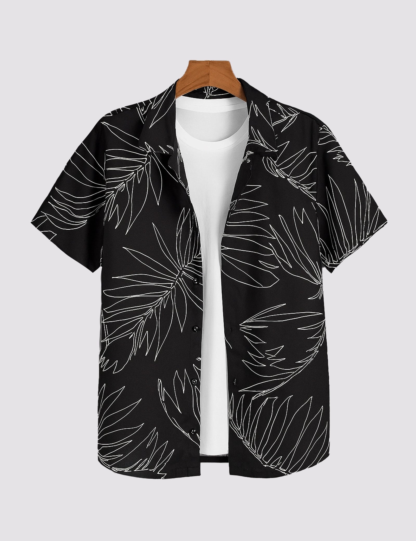 ST_BLACK_LEAF_1.jpg Black Leaf Men’s Half Sleeve Casual Printed Shirt - Image 1