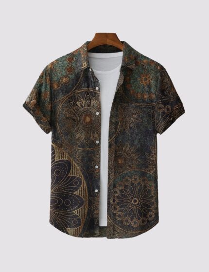 Graffitty Mandala Men’s Half Sleeve Casual Printed Shirt