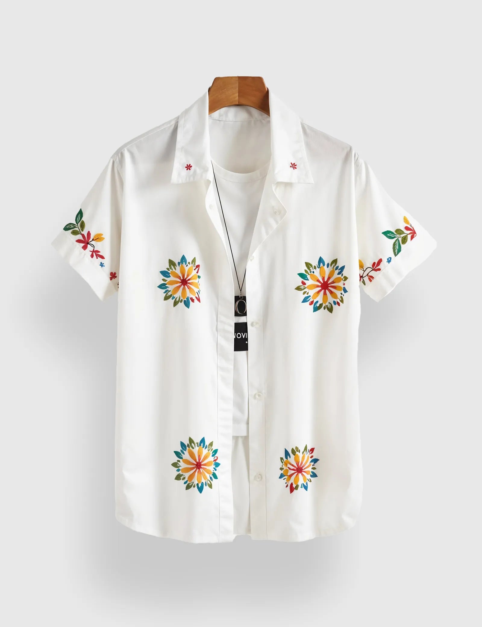 WHITE_SUNFLOWER_4.jpg White Sunflower Men’s Half Sleeves Printed Shirt Exclusive - Image 1