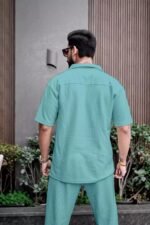 Apple Green Color Mens Full Set Trouser And Shirt Half Sleeves - Image 2