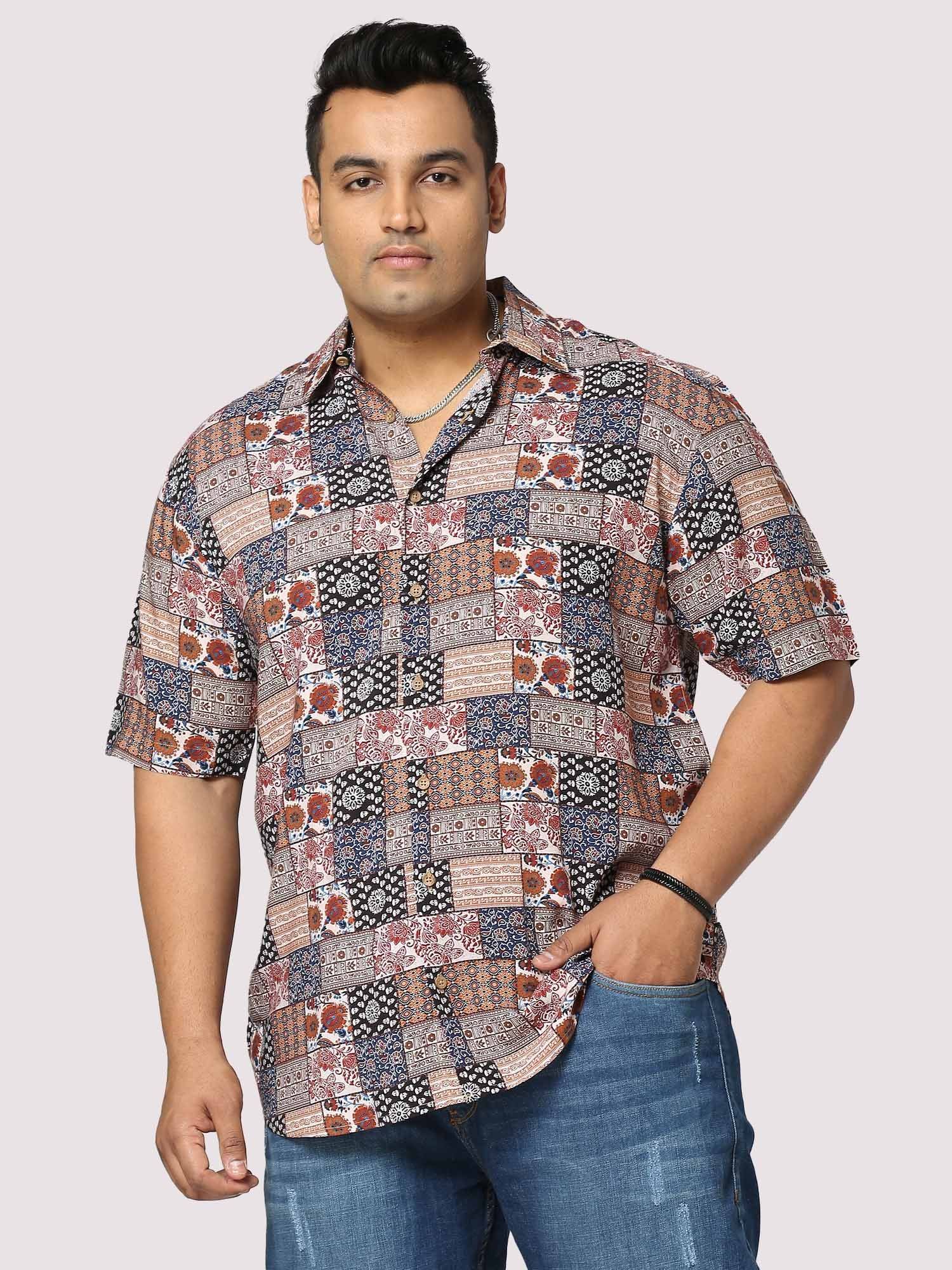 harmony-digital-printed-half-shirt-men-s-plus-size-guniaa-fashions-1.jpg Harmony Abstract Digital Print Men Plus Size Half Sleeve Shirt - Image 1
