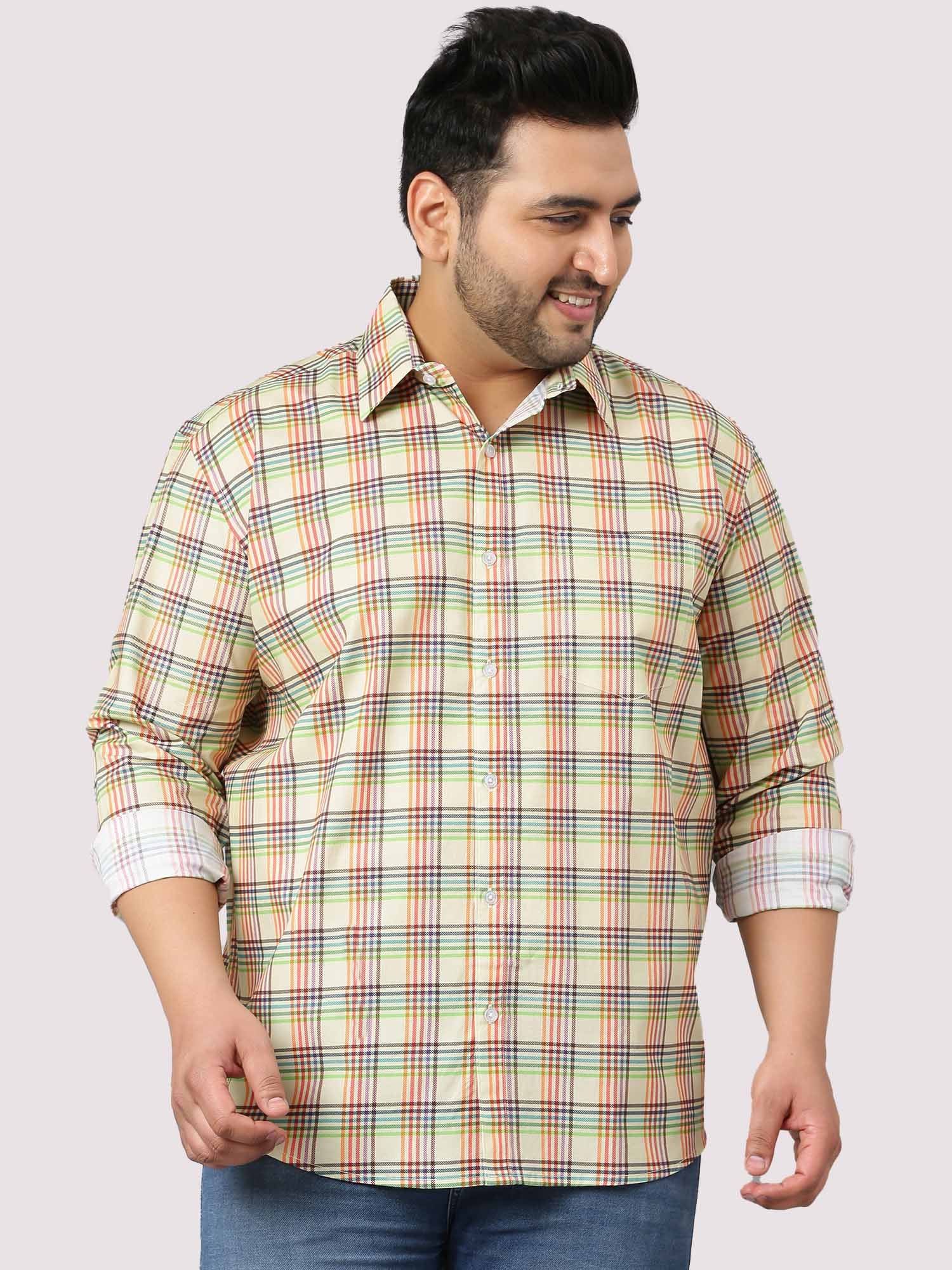 light-and-bright-yellow-checks-shirts-men-s-plus-size-guniaa-fashions-1.jpg Bright Yellow Check Pattern Men Plus Size Casual Shirt - Image 1