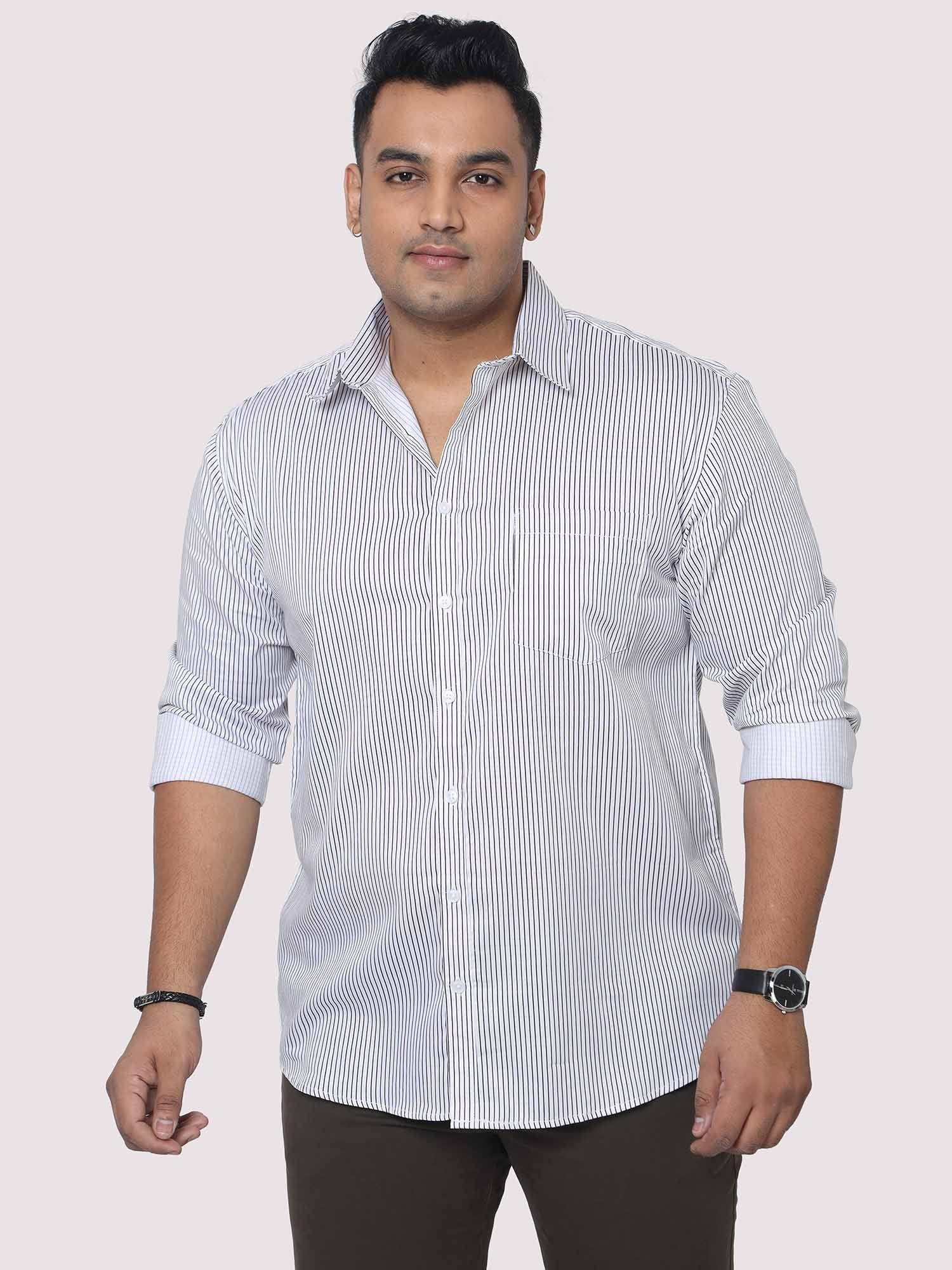 men-plus-size-black-and-white-striped-digital-printed-full-shirt-guniaa-fashions-1.jpg Black and White Striped Digital Print Men Plus Size Shirt - Image 1