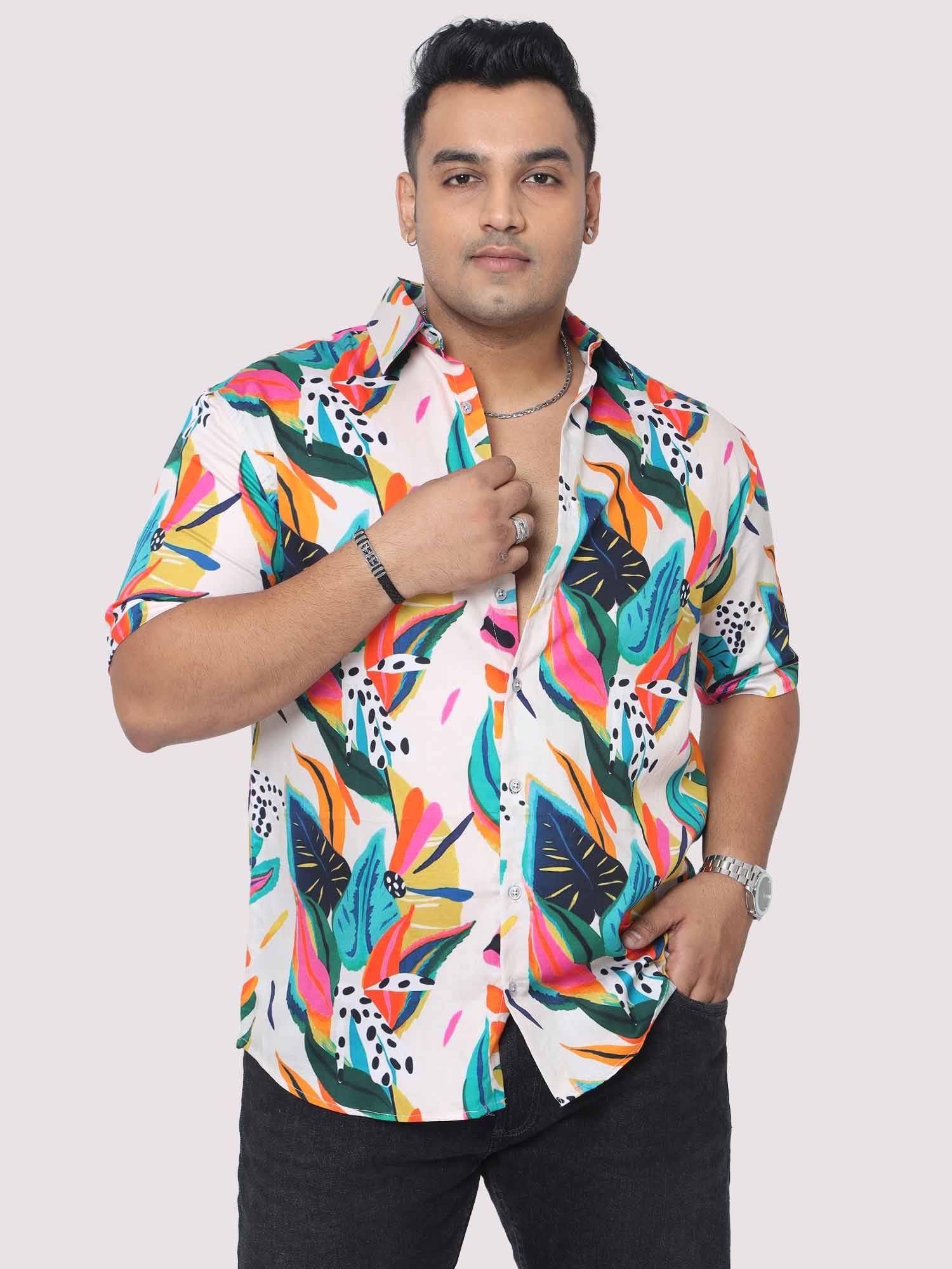 men-plus-size-coloured-leaves-digital-printed-half-shirt-guniaa-fashions-1.jpg Coloured Leaf Pattern Digital Men Plus Size Half Sleeve Shirt - Image 1